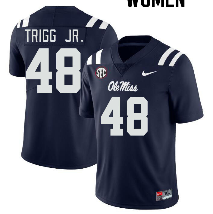Women #48 Mark Trigg Jr. Ole Miss Rebels College Football Jerseyes Stitched Sale-Navy